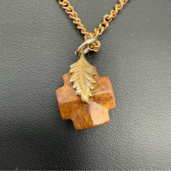 Dainty Wooden Cross Pendant Necklace - Picture 1 of 15